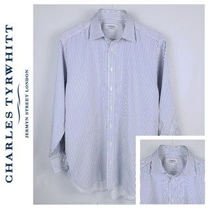 CHARLES TYRWHITT White / Blue stripes 16.5 / 34